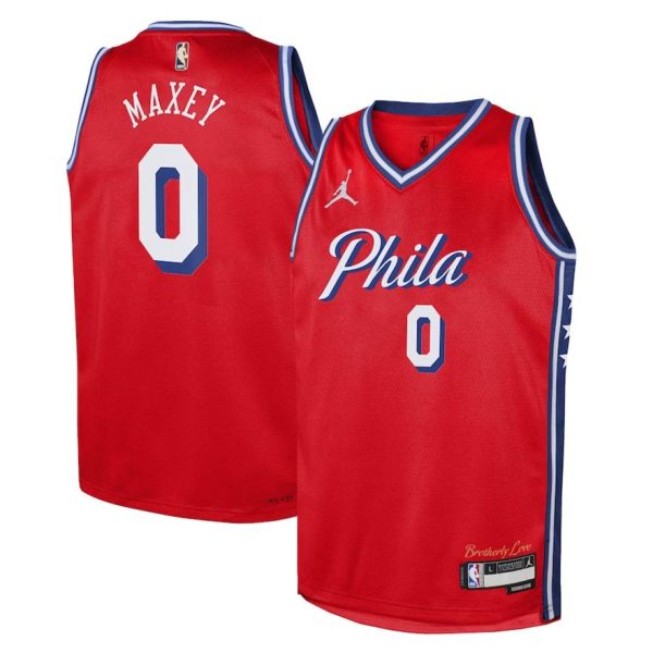 Philadelphia 76ers Trikot Jordan Statement Edition Swingman 22 – Rot – Tyrese Maxey – Kinder