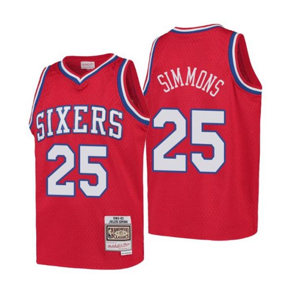 Philadelphia 76ers Trikot Kinder Mitchell & Nes Ben Simmons Swingman Throwback Rot