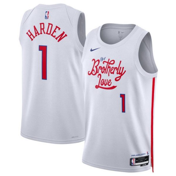 Philadelphia 76ers Trikot Nike City Edition 2022-23 Swingman Weiß Version James Harden 1 Herren