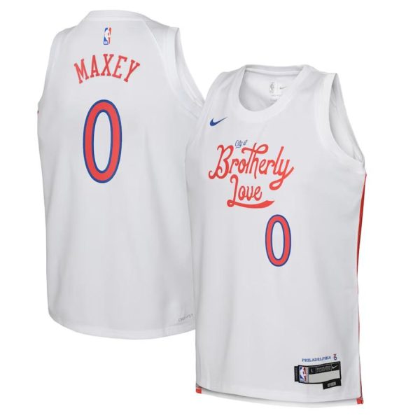 Philadelphia 76ers Trikot Nike City Edition Swingman 22 – Weiß – Tyrese Maxey – Kinder