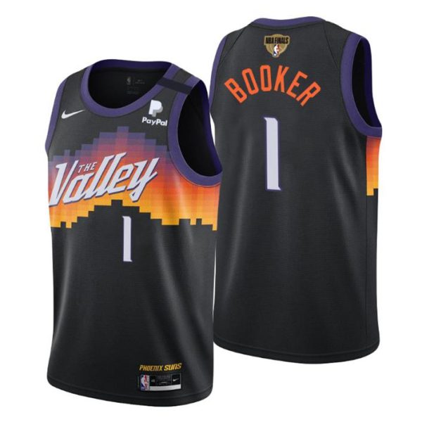 Phoenix Suns Trikot 2021 NBA Finals #1 Devin Booker Schwarz City Edition Swingman