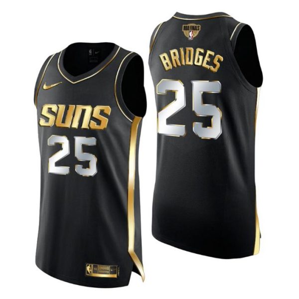 Phoenix Suns Trikot 2021 NBA Finals #25 Mikal Bridges Golden Edition Authentic Schwarz