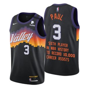 Phoenix Suns Trikot Chris Paul No. 3 Special Commemoration 6th Player in NBA History Schwarz