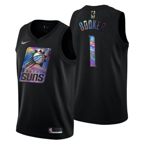 Phoenix Suns Trikot Devin Booker #1 Iridescent Holographic Schwarz