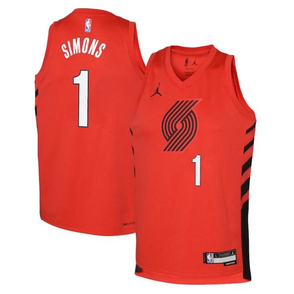 Portland Trail Blazers Trikot Jordan Statement Edition Swingman 22 – Rot – Anfernee Simons – Kinder