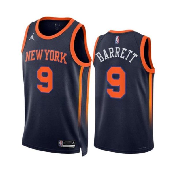 RJ Barrett 9 New York Knicks Trikot Jordan Navy Version Statement Edition 2022-23 Swingman Herren