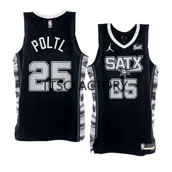 San Antonio Spurs Trikot Jakob Poeltl 25 Nike 2022-23 Statement Edition Schwarz Herren Swingman