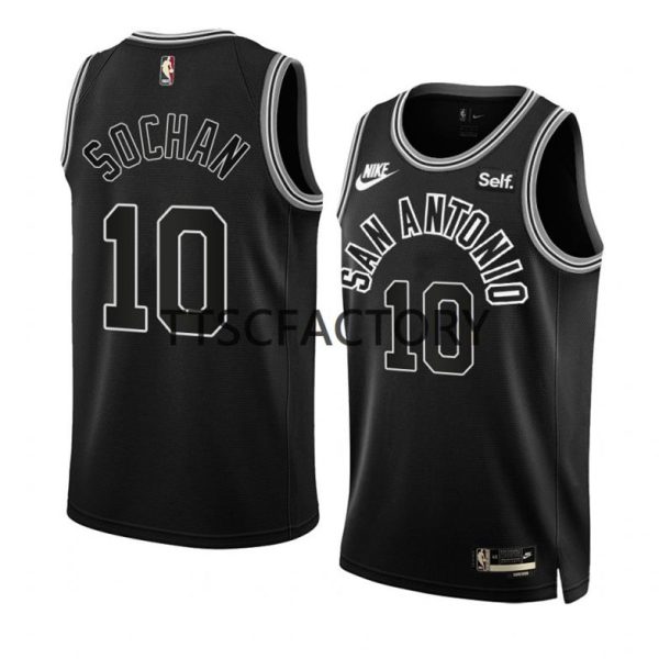 San Antonio Spurs Trikot Jeremy Sochan 10 Nike 2022-23 Classic Edition Schwarz Herren Swingman