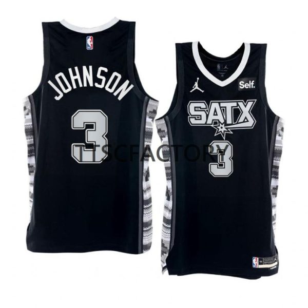 San Antonio Spurs Trikot Keldon Johnson 3 Nike 2022-23 Statement Edition Schwarz Herren Swingman