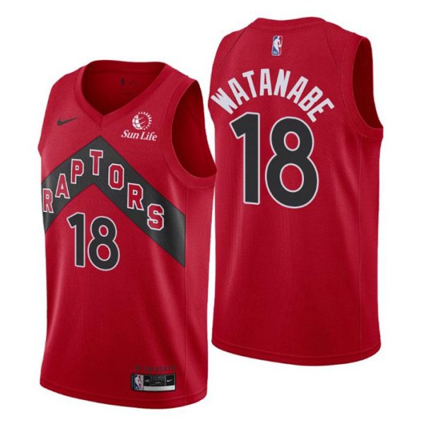 Toronto Raptors Trikot #18 Yuta Watanabe Swingman Rot Icon Edition 2021