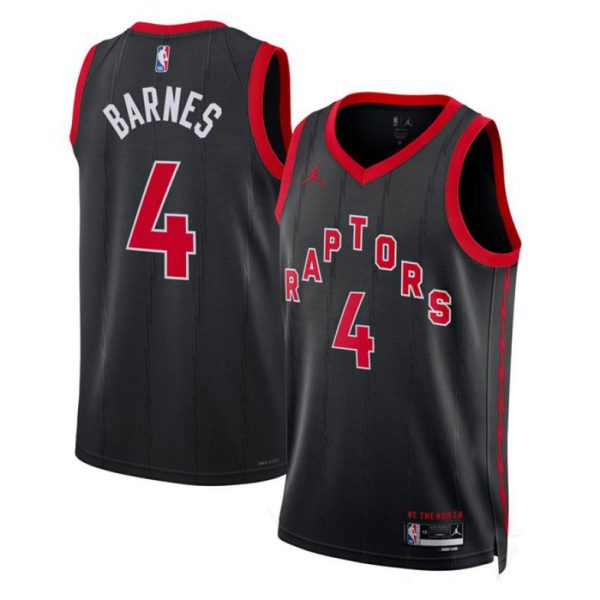 Toronto Raptors Trikot Jordan Statement Edition 2022-23 Swingman Schwarz Version Scottie Barnes 4 Herren