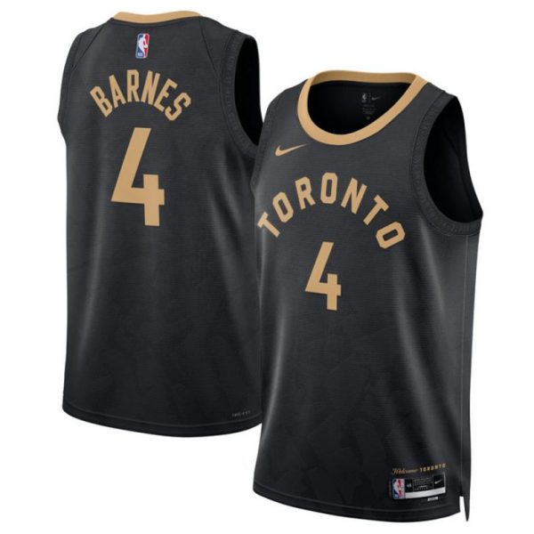 Toronto Raptors Trikot Nike City Edition 2022-23 Swingman Schwarz Version Scottie Barnes 4 Herren