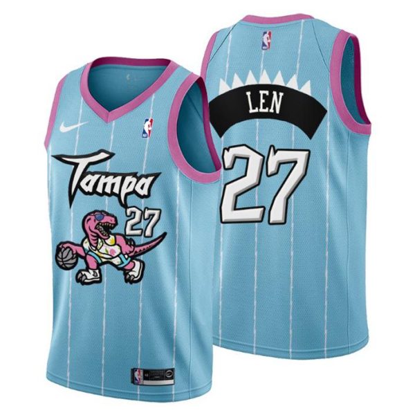 Toronto Raptors Trikot Swingman Alex Len No. 27 2021 Tampa City Rosa Blau