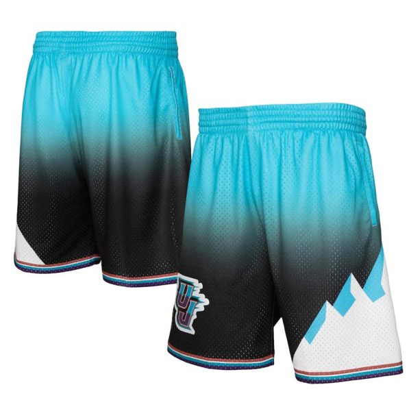 Utah Jazz Mitchell & Ness 199697 Hardwood Classics Fadeaway Reload 3.0 Swingman Shorts – SchwarzLight Blau