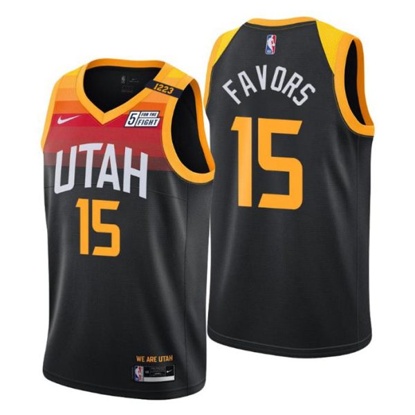 Utah Jazz Trikot #15 Derrick Favors Swingman Schwarz City Edition 2021