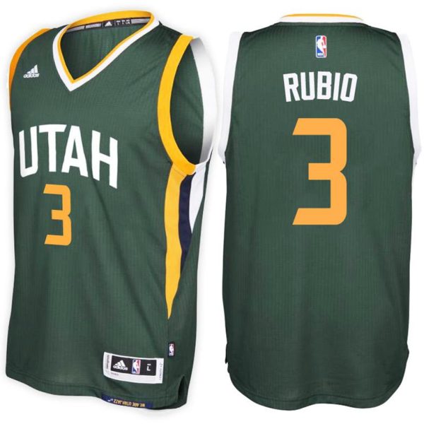 Utah Jazz Trikot #3 Ricky Rubio Alternate Grün New Swingman