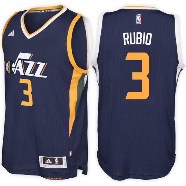 Utah Jazz Trikot #3 Ricky Rubio Road Navy New Swingman