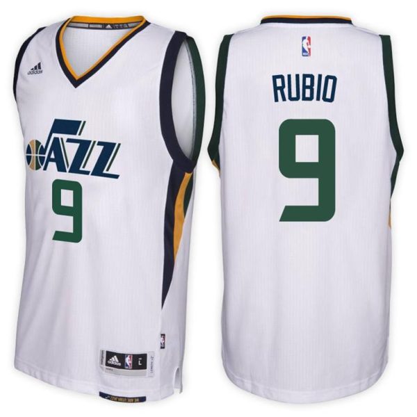 Utah Jazz Trikot #9 Ricky Rubio Home Weiß New Swingman