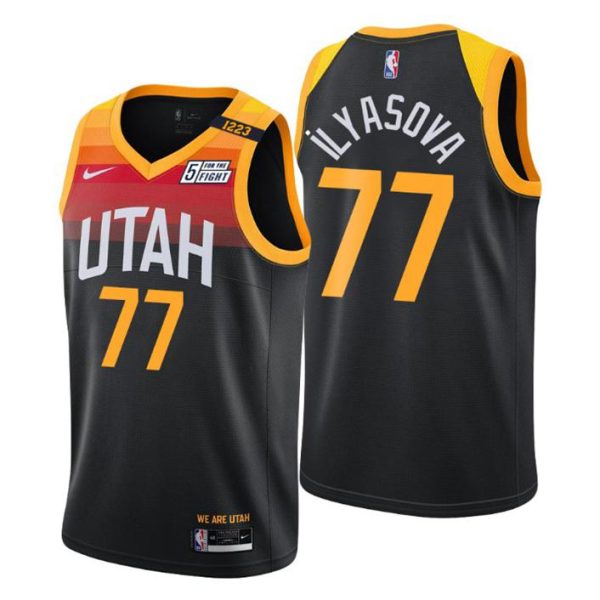 Utah Jazz Trikot No. 77 Ersan İlyasova Schwarz Swingman City Edition